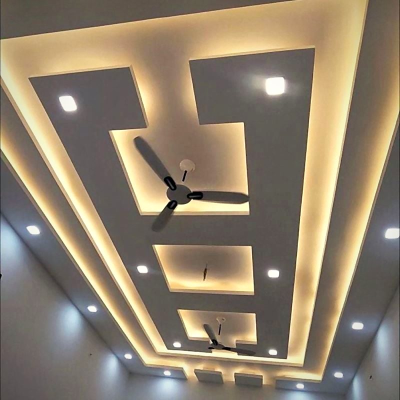 Layered POP ceiling with cove lighting